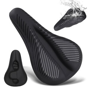 Simpeak 自転車 サドルカバー 超快適 ゲルクッション 3層構造 防水防塵 全面保護型 シリコン素材 滑り止め加工 耐摩耗性 ブラック 斜紋デザイン (MTB/ロードバイク/クロスバイク対応 [並行 輸入