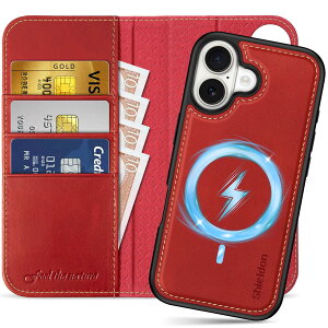 SHIELDON iPhone17 �Ή� �蒠�^�P�[�X 2in1������ �{�v���U�[ 6.3�C���` 5G �J�[�h���[ [RFID�u���b�L���O] ���O�����R �J�o�[�P�̃��C�� ���X�[�d�� ���u���X�^���h�@�\ �X�g���b�v���t�� �Ռ��z��