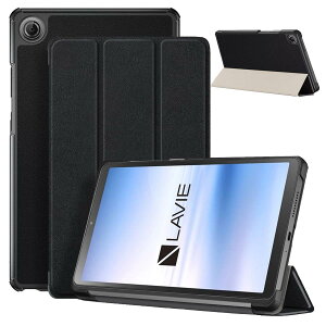 For NEC LAVIE Tab T8 (T0855/KAS, TAB08/H05) �p �P�[�X �J�o�[�yKONXISA�z�^�u���b�g 8.7�C���` �P�[�X �I�[�g�X���[�v�@�\�t�� �O�܃X�^���h �p�x���� �ω��� �Ϗ� �ϏՌ� �ϋv���ی� �P�[�X(�u���b�N)