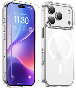 JUSTCOOL for iPhone 17 Pro �p �P�[�X �N���A Magsafe�Ή� �K���X�t�B�����t�� �A�C�t�H��17Pro �p �P�[�X �}�O�l�b�g���� �ČRMIL�K�i �ϏՌ� �X�g���b�v�z�[���t�� �ϋv�� ���ϖh�~ ��phone17 pro �p ���C