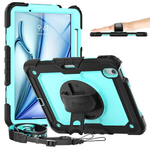 Timecity iPad Air 11�C���` �P�[�X 20 25/20 24�V���f�� �ϏՌ� �O�w�ی� ��� 360°��]�X�^���h ��ʕی�t�B���� �V�����_�[�X�g���b�v&�n���h�X�g���b�v �y�����[�t�� 20 25/20 24 iPad Air11�C���` M3/M2 