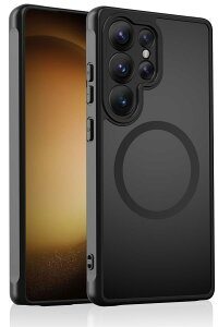 HikerClub Galaxy S25 Ultra �P�[�X Mag-Safe�Ή� ���C�� ���X�[�d TPU+PC �ϏՌ� �Ռ��h�~ �ČRMIL�K�i�擾 ����~�� �ϋv�� �S�ʕی� �y�� �M�����N�V�[S25 Ultra �P�[�X Magnetic Black Galaxy S25 Ultra �J�o�[ (�u