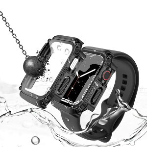 �y�����ŁzELYBYYLE for Apple Watch �P�[�X 41mm 45mm �h���P�[�X IP68���S�h�� �o���h ���j�E�X�|�[�c��p �K���X�t�B���� ��̌^ apple watch �p �J�o�[ �A�b�v���E�H�b�` �P�[�X �S�ʕی� �ϋv�� ���h�~