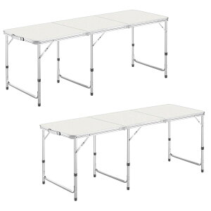 DesertFox �L�����v�e�[�u�� �A�E�g�h�A �e�[�u�� �܂肽���� 120CM/180CM �P�i/�Z�b�g 3�i�K���������\ �s�N�j�b�N ���W���[ �L�����v�p �܏�� �R���p�N�g ���[ �ȒP�g�� 008 (�V���o�[,180cm×2)