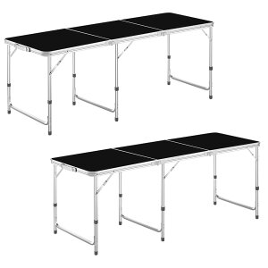 DesertFox �L�����v�e�[�u�� �A�E�g�h�A �e�[�u�� �܂肽���� 120CM/180CM �P�i/�Z�b�g 3�i�K���������\ �s�N�j�b�N ���W���[ �L�����v�p �܏�� �R���p�N�g ���[ �ȒP�g�� 008 (�u���b�N,180cm×2)