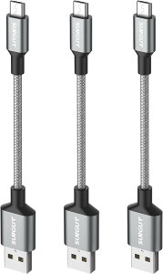 �y3�{ 15cm�zSUNGUY Micro USB �P�[�u�� �Z�� 0.15M 3�{�Z�b�g 2.4A�}���[�d usb2.0�f�[�^�]�� ���ϋv�� �i�C�����҂� Galaxy S7/S6/S4�AMotorola Moto G4/G5S/E4�ALG V10/G4/Stylo 3 Plus�Ȃǃ}�C�N���@��ɑΉ� �V���o�[