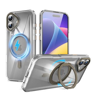 QUEASON�yiPhone 16 �p MagSafe�Ή� �P�[�X�z360°��]�X�^���h ���C�� ���X�[�d�Ή� �����ӂ���16 �p �P�[�X �����O�t�� �ČRMIL�K�i �X�}�z�P�[�X iphone 16 �p �������� �����h�~ �A�C�t�H��16 �p �X�}