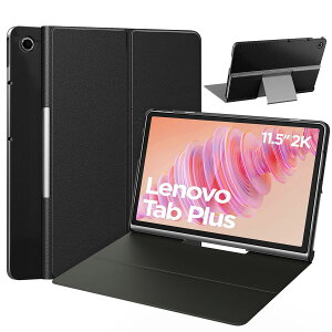 MoKo Lenovo Tab Plus �P�[�X Lenovo Tab Plus 11.5�^(ZADX0061JP) ��p�ی�J�o�[ ���m�{�^�b�v�v���X�p�X�}�[�g�J�o�[ �J�����^ �O�u���X�^���h�P�[�X PU���U�[�� Black