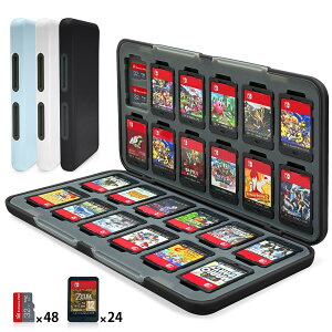 Switch 2 �Q�[���J�[�h�P�[�X 24���X�C�b�`�J�[�h��Micro SD48�����[�\ �}�O�l�b�g���J�� �n�[�h�V�F�� ���R���[ �ϏՌ� ���h�~ �z�R���h�~ �����^�ѕ֗��iBlack�j