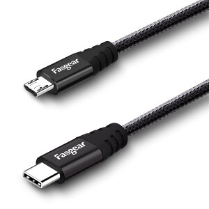 Fasgear USB C - Micro USB�P�[�u�� 1.8m �i�C�����ґg�^�C�vC - Micro USB�P�[�u�� Galaxy S6/S7 HTC One/10�ȂǂɑΉ� (�u���b�N 1.8m)