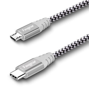 Fasgear USB C - Micro USB�P�[�u�� 6�t�B�[�g �i�C�����ґg�^�C�vC����}�C�N��USB�R�[�h Galaxy S7/S6�AHTC One/10�ȂǂɑΉ� (�O���[ 1.8m)