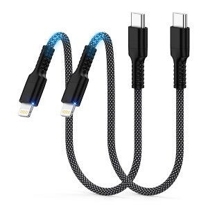 GAEF �^�C�vC iPhone �[�d�P�[�u�� 0.3M 2�{ ���C�g�j���O�P�[�u�� �Z�� MFi�F�� 25W PD�}���[�d �����f�[�^�]�� Type-C to Lightning�P�[�u�� 30cm �����ϋv�i�C���� c�^�C�v �[�d���[�Ԃ� USB-C �A�C�t�H�� 