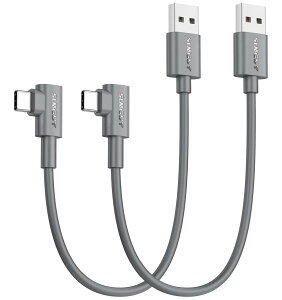 SUNGUY USB Type-C L���P�[�u�� 0.3m �y2�{�g�z�ő�18W�}���[�d Type-C�Ή� USB2.0�f�[�^�]�� iPad Pro/Galaxy/Xperia/Google�Ή� �O���[