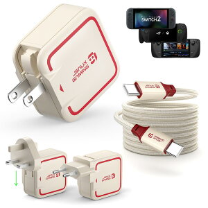 �yJSAUX GaN 65W PD�}���[ �d��zSwitch 2�Ή� PSE�F�؍� USB C�[�d�� 2m�P�[�u���t�b�܂肽���ݎ��{UK/EU�ϊ��v���O�ȂǑ��@��Ή��i�I�t�z���C�g�j