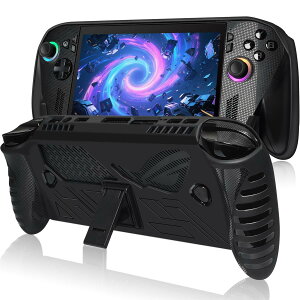 ONETIAOLONG For ASUS ROG Xbox Ally X/ROG Xbox Ally �p �P�[�X �X�^���h�@�\�t�� �l�ԍH�w�f�U�C�� ��̎�?���_�炩��TPU�f�� �ی�J�o�[ ���h�~ �ϏՌ� �y�� ���M�݌v ����~ ���E�ȒP-Black