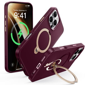 �y �@�\���̋ɂ݁zCASEKOO iPhone 16 Pro �p �P�[�X 360�x��]�X�^���h ���c���� �ϏՌ� MagSafe�Ή� ����~�� �}�b�g�d�グ ���ϖh�~ ���C�� ���X�[�d�Ή� �X�g���b�v�z�[���t�� �X 6.3�C���`�uMagicStan