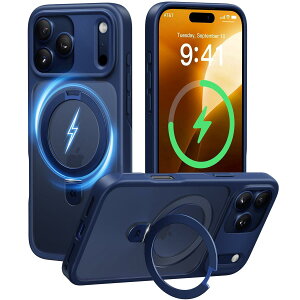 CASEKOO for iPhone 17 Pro �P�[�X�y3�{�ČRMIL�K�i �ϏՌ��z�y3in1�B���X�^���h�^MagSafe�Ή��E�c�����đΉ��E�����O�@�\�z�}�b�g�d�グ �w��h�~ ���ϖh�~ ����~�� �X�g���b�v�z�[���t�� �����݌v
