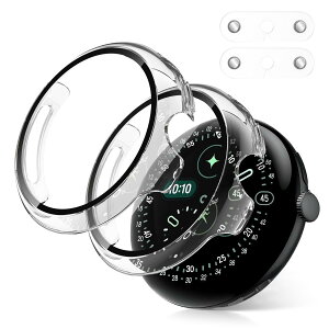 Seltureone�y2��+2���zPixel Watch 4 45mm��p�ی�P�[�X PC�t���[��+�����K���X�t�B�����f�� �[�d�⏕��t���[�d�\ Google Pixel Watch 4 45mm�ɑΉ��ی�J�o�[ �������� �ϏՌ����i�N���A�j