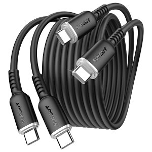 SUNGUY USB Type C�P�[�u�� 1.5m PD�Ή� ���܂Ȃ��P�[�u�� �V���R���f�ލ̗p �y2�{�Z�b�g�z100W/5A ���}���[�d USB C to C Android Auto/Carplay�Ή� ���ϋv�� iphone17/16/15�V���[�Y/iPad/MacBook Pro 2020/Galaxy S24 S23/Pixe