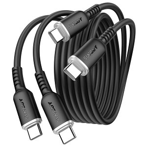 SUNGUY USB Type C�P�[�u�� 1m PD�Ή� ���܂Ȃ��P�[�u�� �V���R���f�ލ̗p �y2�{�Z�b�g�z100W/5A ���}���[�d USB C to C Android Auto/Carplay�Ή� ���ϋv�� iphone17/16/15�V���[�Y/iPad/MacBook Pro 2020/Galaxy S25 S24/Google
