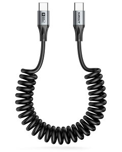 SUNGUY �X�p�C�����P�[�u�� USB C - USB C�A1.2 m 2�{�y0.3 m-0.8 m�zAndroid Auto�AiPhone 17�A16�A15 Pro Max�AGalaxy S24/S23�AGoogle Pixel�AiPad Pro�AMacBook �p�� 60 W �[�d�P�[�u�� (�O���[)