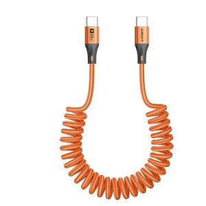 SUNGUY �X�p�C�����P�[�u�� USB C - USB C�A1.8 m�y0.5 m-1.2 m�z 60 W �[�d�P�[�u�� Android Auto�AiPhone 17�A16�A15 Pro Max�AGalaxy S24/S23�AGoogle Pixel�AiPad Pro�AMacBook �p (�I�����W)
