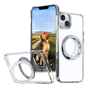 TrendKase iPhone 15 Plus �P�[�X 360° ��]�����O MagSafe �A�C�t�H��15�v���X �J�o�[ ���C�� ���X�[�d �X�^���h �Ռ��z�� �_��t���[�� �u�N���A�v