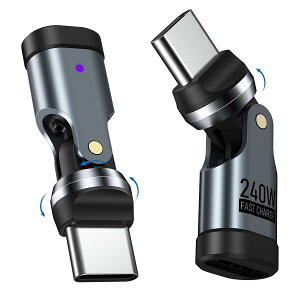 2�Z�b�g MoKo Type-C �ϊ��A�_�v�^ �yPD 240W�}���[�d 180°+360°��]�\�z L�� USB-C �I�X C���X �}�O�l�b�g�ϊ��A�_�v�^�[ �f�[�^�]���� iPhone17e/Air/16/Switch/SteamDeck/MacBook/iPad�Ȃ�TypeC�f�o�C�X�ɑΉ� 