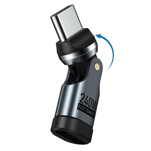 MoKo Type-C �ϊ��A�_�v�^ �yPD 240W�}���[�d 180°+360°��]�\�z L�� USB-C �ϊ��A�_�v�^ type c to typec �I�X C���X �}�O�l�b�g�ϊ��A�_�v�^�[ �f�[�^�]���� iPhone17e/Air/16/Switch/SteamDeck/MacBook/iPad�Ȃ�TypeC