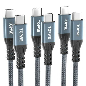 TOPWE �^�C�v C �P�[�u�� usb c type-c�y3m�E3�{�Z�b�g�z60W �}���[�d �����f�[�^�]�� USB PD�Ή� �i�C�����҂� �f���h�~ typec iphone17/16/15�V���[�Y
