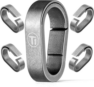 TISURチタンキーホルダーキーリングカラビナ連結用ミニフッククイックリリースコネクター(グレー・連続リング5個入り)