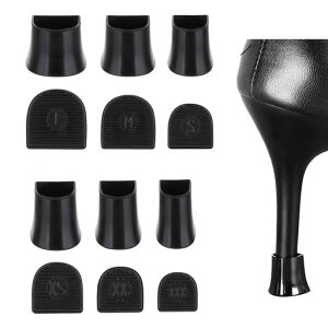 TerraShineヒールプロテクター12個ヒールキャップヒールカバーU字型ヒール修理かかとを保護滑り止めキズ防止静音効果ダンスシューズハイヒールダンス靴用ブラック(XXX、XX、XS、S、M、L)