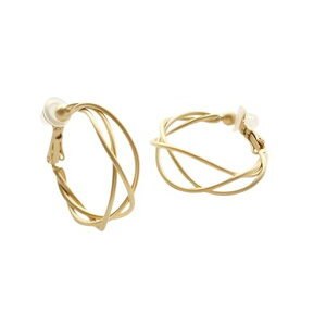 Moonstanイヤリングフープリングレディース人気ノーホールゴールドシルバー金属アレルギー対応シンプル落ちない痛くないプレゼントギフト40代50代(ゴールド)