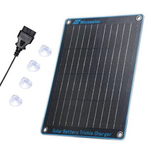 Nicesolar10W12VソーラーパネルOBDIIインターフェイス太陽電池パネル車電池のトリクルの充電器および維持装置超細く、超軽量IP68はほとんどの車と互換性がある防水します