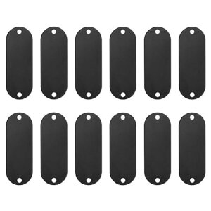 PATIKILアルミ空白タグ2つ穴付きメタルスタンピング空白スペットIDラベルキーリング付きDIYクラフト彫刻用黒12個セット