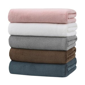 バスタオルマイクロファイバー大判5枚セット60x120cmタオルふわふわ肌触り瞬間吸水速乾通気耐久性抗菌防臭人気家庭用業務用(5色)
