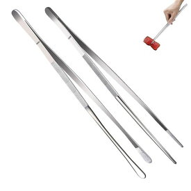Itisyou キッチン用ロングピンセット 30cm 超長ステンレススチール製 料理トング 食品グレード 焼き肉 バーベキュー ベーキングに最適 滑りにくい設計 2個セット