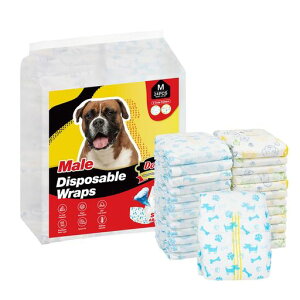 Dono犬おむつ男の子用マナーベルト長時間超吸収2色柄犬用おむつお知らせライン付き介護おもらし対策マーキング防止快適なおむつウェア小型犬-大型犬用紙オムツmサイズ24枚入り