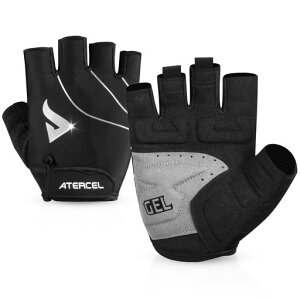 「ATERCEL」サイクリンググローブ自転車手袋サイクルグローブ【5MMSBRパッド衝撃吸収反射ストリップ付き】夏3D立体指切り吸汗速乾ロードバイク耐摩耗メンズレーディス兼用M