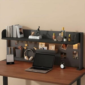 Hoshinoi卓上ラック机上ラッククランプ式デスク上置棚棚オフィス大容量黒おしゃれ簡単組立スペース活用空間活用机上収納多機能(ブラック1段-高さ38cm*幅100cm)