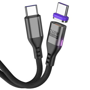 USB-CtoUSbC変換用ケーブルマグネット吸着240WPDケーブル仕様対応480Mbpsデータ転送1m軽量小型タイプCからタイプC変換コネクタ急速充電磁石磁気防塵着脱式(USB-Cコネクタ1個