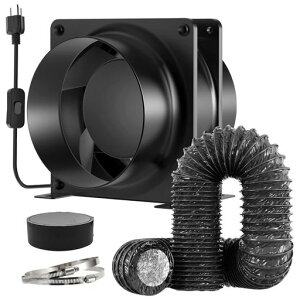 Okryainダクトファン100mm排気セット換気扇ダクト用換気扇風量199m3/h中間取付スイッチ付きHA1238B1HL