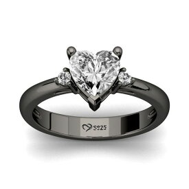 [Jeulia]レディースリング婚約・結婚指輪3ストーンハートキュービックジルコニア金属アレルギー対応シンプルおしゃれ専用ボックス付き誕生日ホワイトデープレゼント