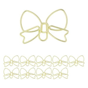 CAPASTECペーパークリップメモクリップ可愛いブックマーク書類整理/招待状/付箋/手紙/メモ帳用文房具オフィス装飾色が豊富スタイルが多様10本入りゴールドリボンB型