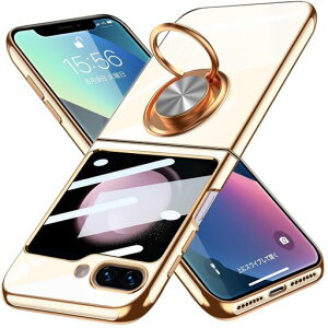 YDIHIHO �K�� Galaxy Z Flip6 �p�̃P�[�X �����O�t�� �X�^���h�@�\ �ԍڃz���_�[�Ή� �ϏՌ� TPU �y�� ���^ �z���C�g