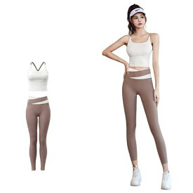 [Karsaer]ヨガウェア上下セットレディース揺れないブラジャー美背中通気性伸縮性ハイサポート吸汗速乾カップ付きピラティスウェアホットヨガウェアトレーニングウェアレディースA0011