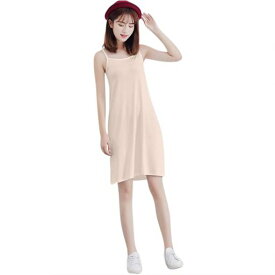 [Maraeliza]レディースペチコートロングルームウェアスリップキャミソールインナー透け防止インナーワンピース膝丈柔らかいシンプルApricotShortL