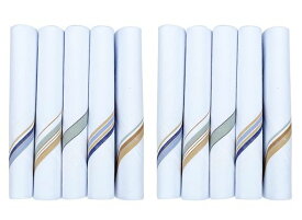 [CarusoItaly]メンズプレミアム100%ピュアコットンハンカチベースカラーボーダー-10パック(46x46cm)フリーサイズホワイト