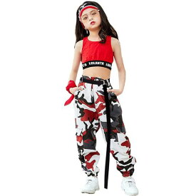 [LOLANTA]子供服女の子ダンス衣装キッズセットアップ2点セットジャージ上下セット迷彩ヒップホップスポーツ130-170cm
