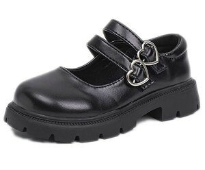DADAWEN(ダダウン)キッズローファー女の子ドレスシューズ女の子革靴キッズビット付き防水柔らかい通学靴入学式お受験発表会日常履きブラック19cm